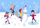 Vector Illustration, Kids Playing On Winter: Make A Snowman, Ski And Ice  Skate , Card Concept. Royalty Free Cliparts, Vectors, And Stock  Illustration. Image 138282875.